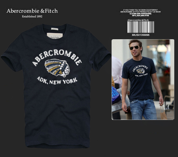 Abercrombie Fitch Hombres De Cuello Redondo Con Gente Fotos Corto Remera AF5716